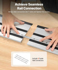 Heavy Duty Track Saw Guide Rail Kit Featuring Four Durable Aluminum Extrusion Bars And Three Secure Snap Lock Connectors working on rail connection.