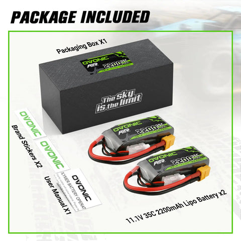 3S 11.1V 2200mAh LiPo Battery 35C Burst 70C With XT60 Connector For RC Airplanes Quadcopters Helicopters And FPV Drones 2 Pack High Discharge Power In A Soft Case with box and stickers