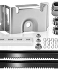 Steering Rack Service Kit For Lawn Tractors And Riding Mowers With Beefed Up Lower Bracket Rack Support And Pinions Built To Fit CC30 CC30H CC30E And R1000 Style Machines Replacement Parts displayed with metal bracket, pinions, nuts, and pins.