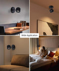 2 Packs Modern Adjustable Black LED Wall Sconce Lights With Rotating Angle 3000K Warm White 7W High CRI 97 installed in various rooms