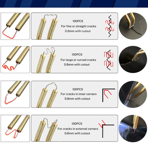 Plastic Weld Kit For DIY Car Bumper And Plastic Part Repairs With Hot Staples, Fast Fix nail types diagram