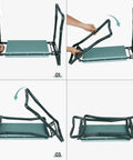 Four-step folding process of Foldable Garden Kneeler Bench Stool With Soft Cushion Seat Pad And Tool Pouch