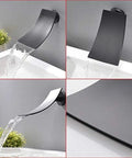 Top Shelf Matte Black LED Shower System Featuring Wide Rainfall Head And Ergonomic Hand Sprayer, 3 Way Mixer Wall Mount Tub Spout, Badass Anti Scale ABS Nozzles Full Fixture Set, water flowing from sleek spout.