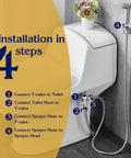 Installation guide for Handheld Toilet Bidet Sprayer With 59 Inch Anti Burst Hose Chrome Finish Flexible Jet Spray in 4 steps