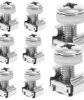 16 Sets M6x20mm Cage Nut And Rack Screw Kit For Server Racks With Floating Cage Nuts And Screws, visible hardware components