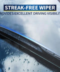 All Season No Sweat Swap 14 Inch Rear Wiper Blade Compatible With Subaru Outback Forester And Honda Fit back view with droplets.