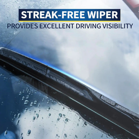 All Season No Sweat Swap 14 Inch Rear Wiper Blade Compatible With Subaru Outback Forester And Honda Fit back view with droplets.