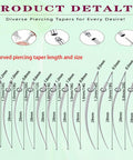 Curved piercing taper dimensions from Piercing Taper Ball Grabber Tool Kit For Quick Jewelry Swaps 14G 16G 18G 20G