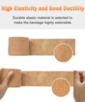 Self Adhering Bandage Wrap 12 Pack 2 Inch By 5 Yard Nonwoven Self Adhesive Bandage Tape close-up texture with hands holding.