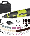 12V Cordless Rotary Tool Kit With Flex Shaft And 7 Variable Speeds, Over 80 Accessories, Charger, and Case