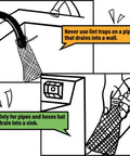 Illustration showing usage instructions for Must Have 24 Piece Washing Machine Lint Traps And Cable Ties Kit, displaying lint trap on pipe.