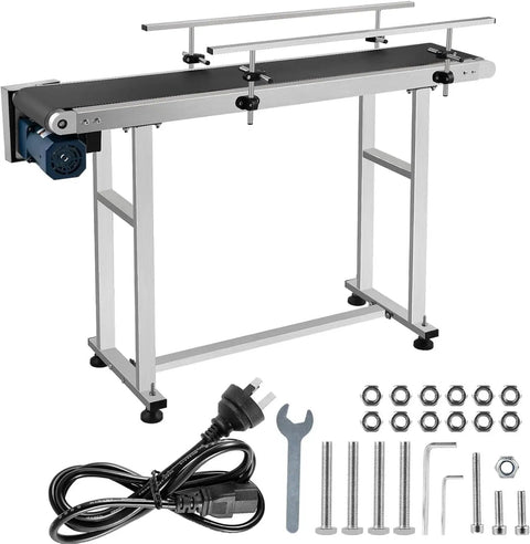 Industrial Conveyor Table 59 By 7.8 Inch Stainless Steel Belt System With 60W Motor Electric PVC Anti Static Adjustable Speed