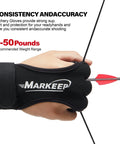 Archery Gloves 2 Pack For Left And Right Hands Three-Finger Leather Bow Guard Universal Fit shown during arrow draw.