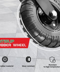 Heavy Duty 6 Inch Fence Gate Wheel For Metal Tube Gates 360 Degree Rotation Spring Loaded With Screws And Driver All Black Supports Up To 500 Pounds Keeps Gates Level And Rolling Smoothly, close-up of rubber wheel