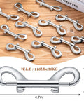 12-piece set of double-ended bolt snap hooks, zinc alloy, 4.7in length, 110 lb capacity