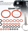 Fix Leaky Coffee Maker With Silicone O Ring Repair Kit Has Tool Stainless Stops Drips High Heat Seal Prevents Water Damage Makes It Lit Install Takes Seconds Save Cash Skip Buying New Unit Keep Brew Smooth Bad Boy No Cap. silicone O-ring kit, red and black seals with stainless install tool