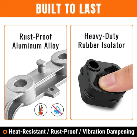 Heavy Duty 6 Piece Exhaust Bracket Muffler Support Kit With Rubber Isolator Hangers For Dodge Ram 1500 2019-2025 Replace OEM Parts Direct Fit Rear Left Right Suspension Repair, rust-proof aluminum alloy and rubber isolator