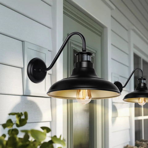 Motion Sensor Outdoor Lights Dusk To Dawn With 3 Lighting Modes Exterior Porch Light Wall Mount IP65 Waterproof Anti Rust For House And Garage 2 Pack Bundle