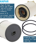 Diesel Fuel Filter Water Separator Kit For Ram 2500 3500 4500 5500 6.7 Cummins Diesel 2019 2020 2021 2022 2023 2024 Dodge Ram 6.7 Replacement With 68157291AA 68436631AA, showing filter and rubber seals, ensures optimal diesel engine performance