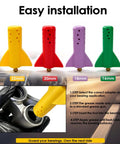 Slick Garage Essential Swingarm Linkage Bearing Grease Tool Kit featuring four color-coded adapters for grease application sizes.