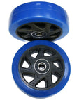 Heavy Duty PU Plate Caster Wheels Set Of 2 For Trolleys And Carts 4 Inch Diameter Blue Durable Replacement Luggage Wheels