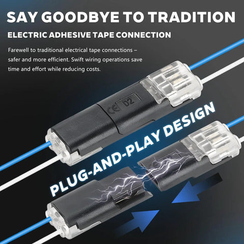 50 Piece Double Wire Plug In Connector Kit Plug N Play With 1 Pin And 2 Pin Quick Disconnect Locking Buckles For Low Voltage LED