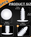 Top Notch Heavy Duty Christmas Fasteners And Vapor Barrier Clips In 1 Inch White showing sizes for 500 nylon clips and pins.