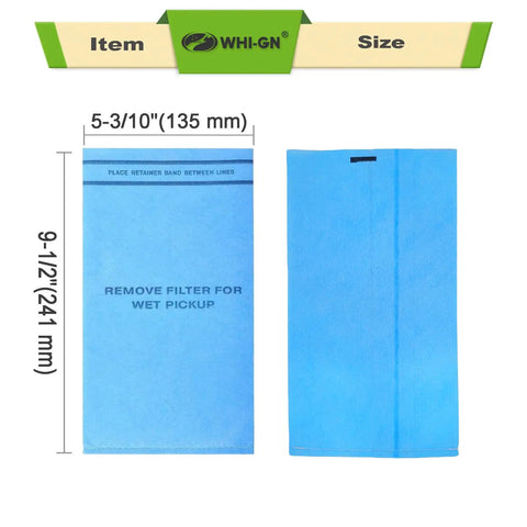 Blue vacuum filter bag dimensions for 12 Pack Wet Dry Vacuum Filter Bags Replacement For Stinger MultiFit VF2000 And Workshop WS01025F Craftsman 9-38737