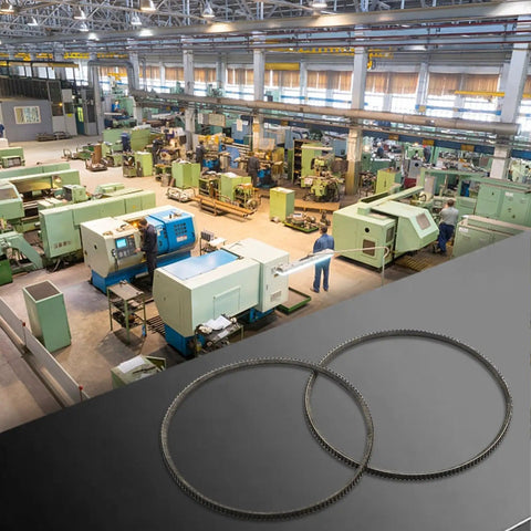 Two Pack 5M375 Metal Mini Lathe Drive Belt 38mm Bore Polyurethane Transmission Belt in factory setting