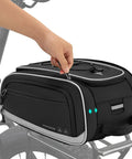 Hand adjusting Expandable Waterproof Bike Trunk Bag 15L To 23L For Rear Rack 4 In 1 Pannier Saddle Bag on bike