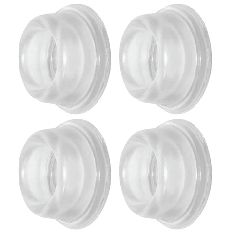 Wall Shield Door Bumpers Set Of Four, Clear Self Adhesive Rubber Cushions, transparent, round, shown in a 2x2 arrangement.
