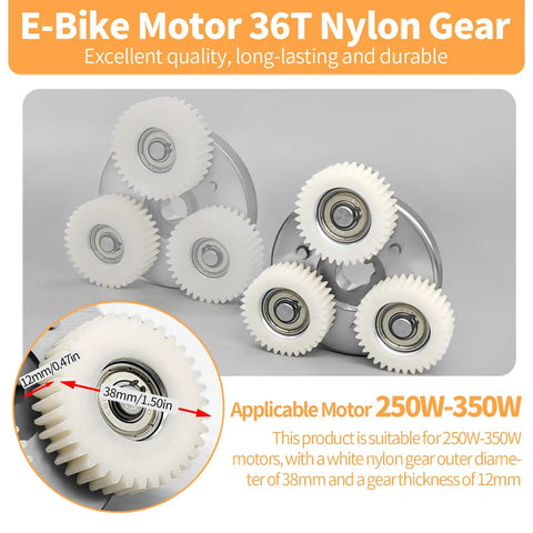 Internal Clutch Ebike Motor With Gears Kit for 250W 350W 500W Hub Motors, 3 Nylon Wheels, Easy Install Electric Bicycle Accessory, Matches 500W Power Ready