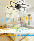 20 Inch Bladeless Ceiling Fan With Lights Remote Control Flush Mount Low Profile Modern Ceiling Fan For Bedroom Gold Finish