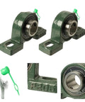 Badass Two Piece Pillow Block Bearings With Bolted Base Fits Spindles Heavy Machinery With High Grade Hybrid To Stop Dust And Corrosion For Glitch Free Spinning Action Rock Solid Construction Easy Install For Ucp207 Replacement Parts, twin green mounted bearings