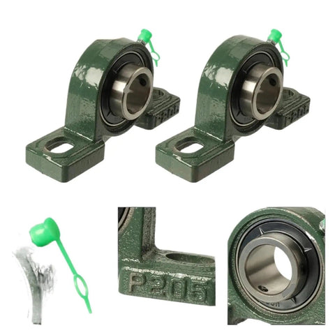 Badass Two Piece Pillow Block Bearings With Bolted Base Fits Spindles Heavy Machinery With High Grade Hybrid To Stop Dust And Corrosion For Glitch Free Spinning Action Rock Solid Construction Easy Install For Ucp207 Replacement Parts, twin green mounted bearings