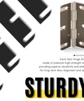 12 Pack Door Hinge Shims 1/32 inch thick metal C Slot shown with hinge for fixing sagging doors and uneven gaps, sturdy design.
