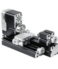AcmeFlare 60W Mini Metal Lathe Machine close-up, all metal construction, compact design for wood and soft metal turning.