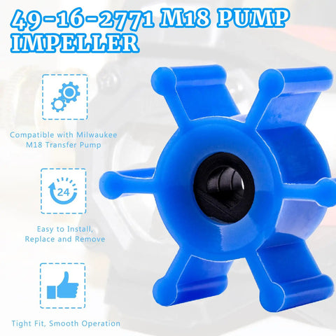 Beefed Up Impeller And O Ring Kit For Milwaukee M18 Transfer Pumps Replacement 49-16-2771 49162771, blue impeller with O-ring
