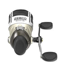 Front view of Bullet Mg Spincast Fishing Reel 30 Size Ultra Lightweight Magnesium Body With Fast Cast Action in dark silver color.