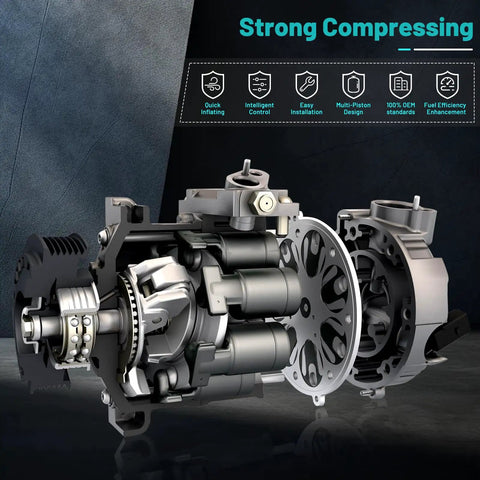 Detailed view of Superior A/C Compressor Keep Your Daily Cruisers Frosty For Nissan Versa Note 2012-2019 And Tiida 2016-2018 heavy duty pump.