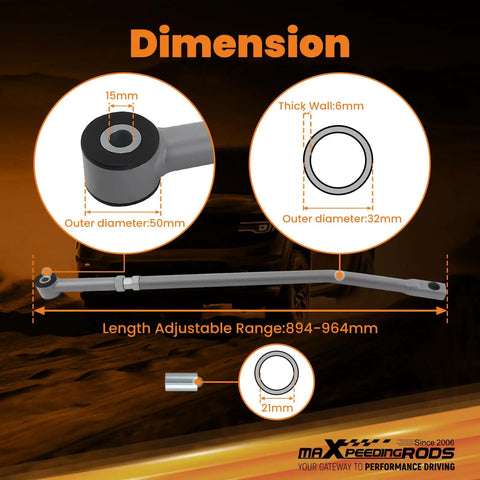 0 To 6 Inch Front Adjustable Track Bar For Ford F 250 F 350 Super Duty 4WD 2005 2006 2007 Beefed Up Axle Centering For A Smoother Ride Less Vibration And Solid On And Off Road Handling.