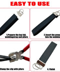 Steps to use 60 Piece 1 Inch Key Fob Hardware Kit With Installation Pliers Four Color Set Silver Black Bronze Gold DIY Lanyard