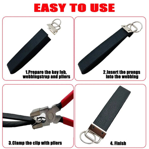 Steps to use 60 Piece 1 Inch Key Fob Hardware Kit With Installation Pliers Four Color Set Silver Black Bronze Gold DIY Lanyard