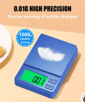Pocket Gram Scale 1000g To Point One Gram High Precision Digital Scale With LCD Display Tare Function 7 Units Blue with feather