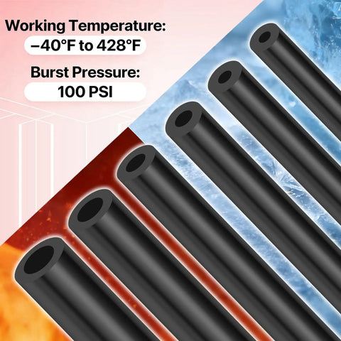 Six Piece Five Foot Vacuum Line Kit For Automotive Silicone Hoses With Sixty Four Connectors In Six Inner Diameters displayed