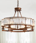 Six Light Vintage Round Crystal Chandelier With Farmhouse Wagon Wheel Vibe Flush Mount Ceiling Light For Dining Room Kitchen Island Or Living Space 26 Inch Diameter Rustic Glam