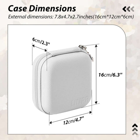 Portable Charger Case And Tech Pouch Travel Organizer Clutch Cable Bag In Clean White dimensions 7.8x4.7x2.7 inches shown.