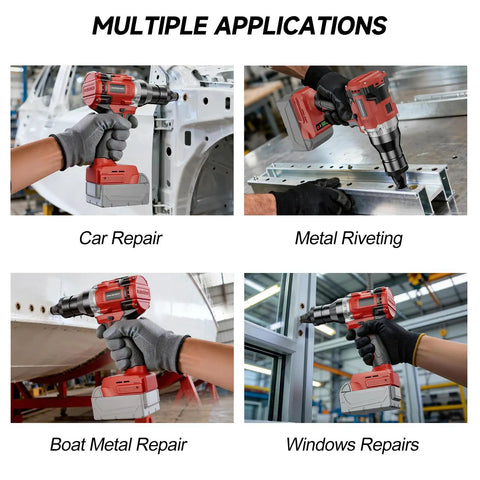 Cordless Rivet Nut Tool Kit 2 In 1 Rivet Gun For Automotive And DIY, 18V Battery Compatible used for car and metal repairs