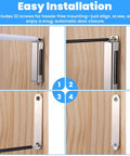 8 Pack Heavy Duty Magnetic Door Catch For Cabinets With 150Lb Strength Stainless Steel Construction Kidproof Design Perfect For Kitchen And Bathroom Cabinets Wardrobe Closet Doors, showing installation steps on wood surface.