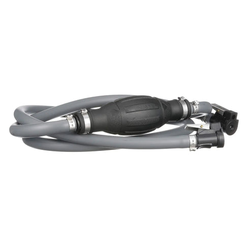 Portable Marine Fuel Tank Line Kit With Ethanol-Resistant Tubing And Primer Bulb, flexible gray hose with fittings